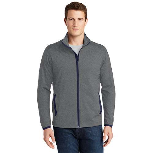 ST853_charcoalgreyheathertruenavy_model_front (1) Men's Full-Zip Jacket - Image 1